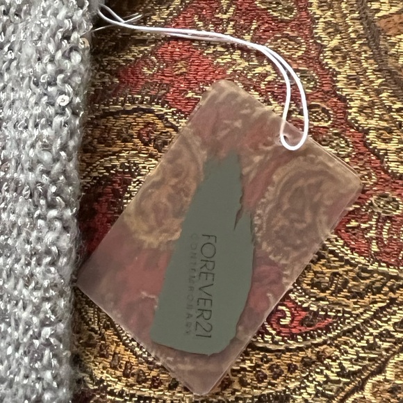 NWT Forever 21 Sequin Crew-Neck Long Sleeve Sweater, Silver Gray | S - Picture 12 of 14